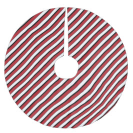 Classic Red White Black Stripe Julgransmatta Borstad Polyester