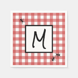Classic Red White Gingham Ants BBQ Picnic Party Pappersservett