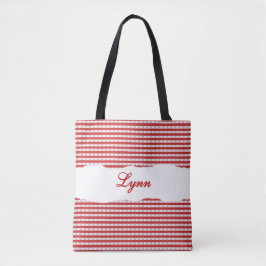 Classic Red & White Gingham | Personalized Name Tygkasse
