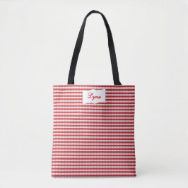 Classic Red & White Gingham | Personalized Name Tygkasse