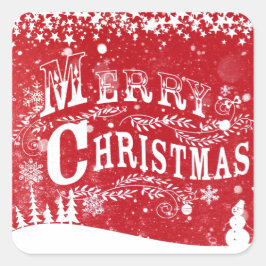 Classic Red White God jul Fyrkantigt Klistermärke