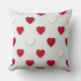 Classic Red & White Heart Pattern Cotton Kudde