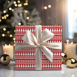 Classic Red & White Julgran Stripe Mönster Presentpapper<br><div class="desc">Denna klassiska röda och vita helgdag som omsluter pappra egenskaper vågrät utplånade mönster från jul i träd och snöflingor.</div>