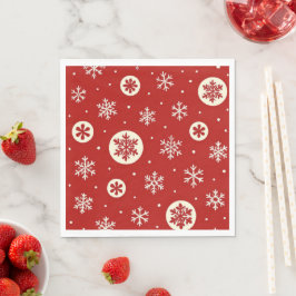 Classic Red & White Snowflakes Christmas Holiday Pappersservett
