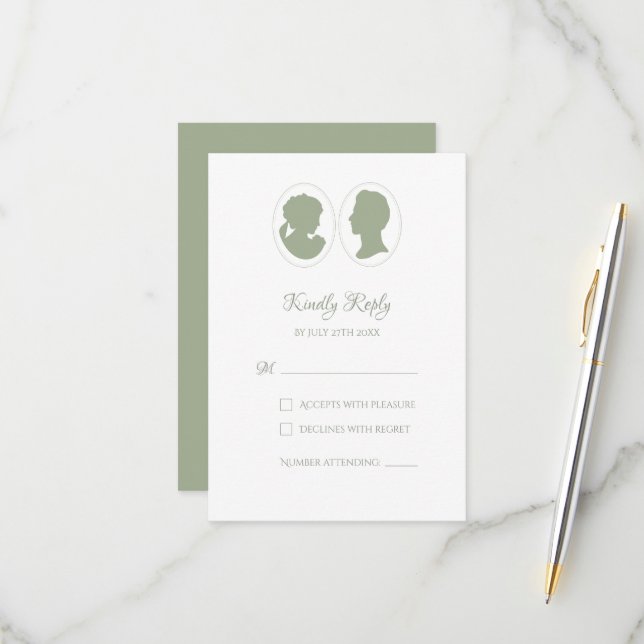 Classic ReEmergency Grönt Cameo Bröllop OSA Kort (Fram/Back In Situ)