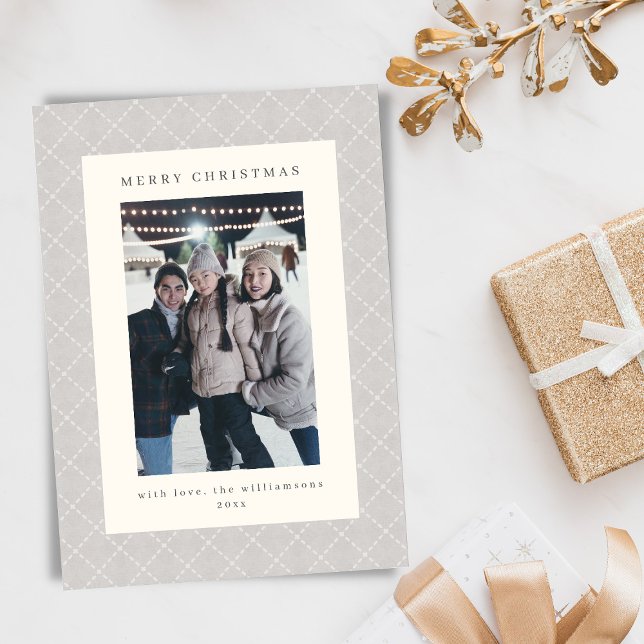 Classic Refined Neutral Gray Christmas Photo Julkort (Skapare uppladdad)