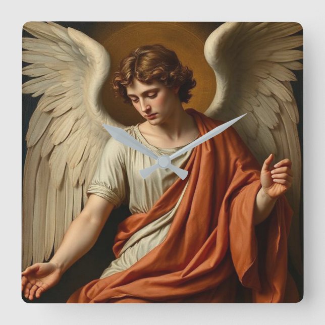 Classic Renaissance Angel Wall Clock Fyrkantig Klocka (Framsida)