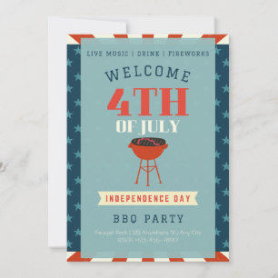 Classic Retro 4:e juli Independence day BBQ Party Inbjudningar