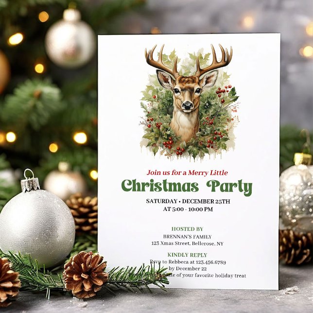 Classic retro Christmas deer party invitation Inbjudningar (Classic retro Christmas angel party invitation

)