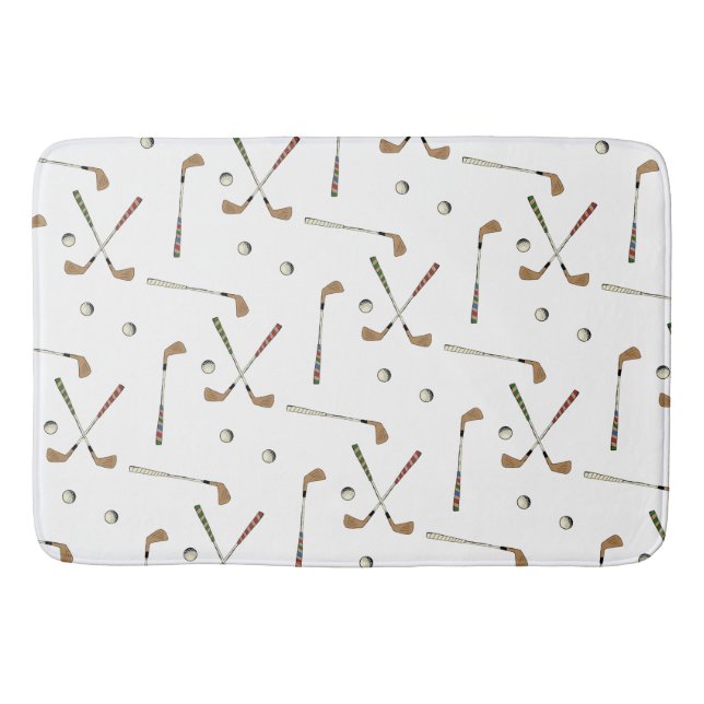 Classic Retro Golf Golfer Klubb Boll Mönster Badrumsmatta (Framsidan)