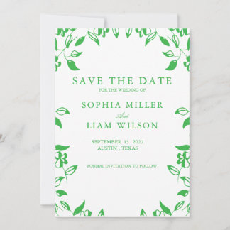 Classic Retro Minimalist Green WEEDING Invite  Inbjudningar