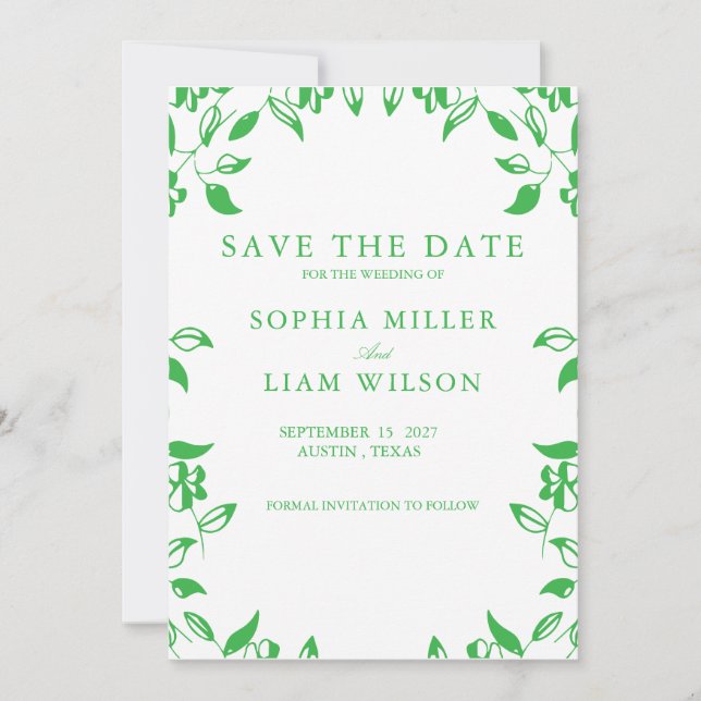 Classic Retro Minimalist Green WEEDING Invite  Inbjudningar (Framsida)