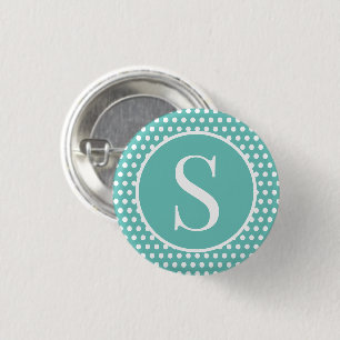 Classic Retro Polka dots Turcos initial brev Knapp