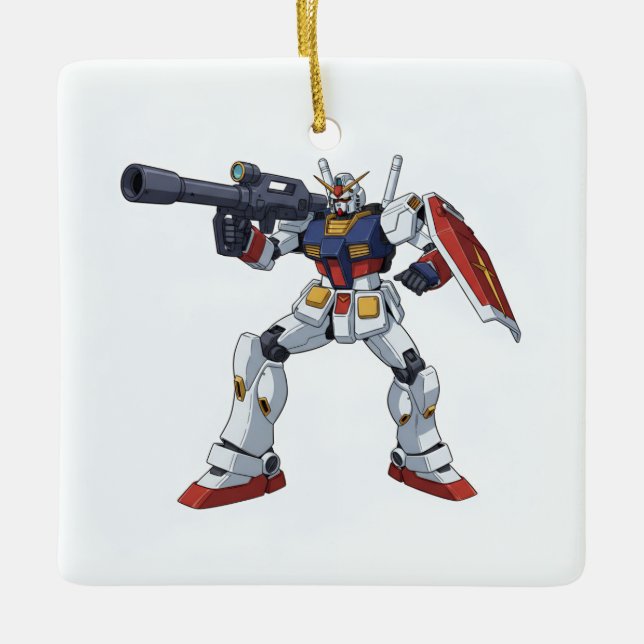 Classic Retro RX-78-2 Gundam Mecha Anime Illustrat Julgransprydnad Keramik (Framsida)