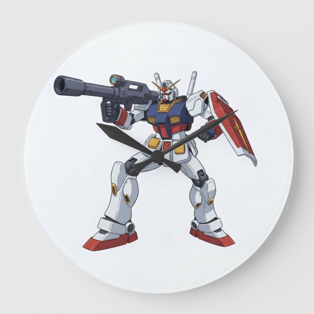 Classic Retro RX-78-2 Gundam Mecha Anime Illustrat Stor Klocka (Framsida)