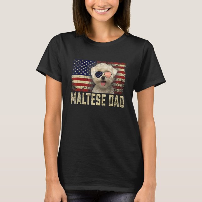 Classic Retro USA flagga, Maltesiska Pappa Fars da T Shirt (Framsida)
