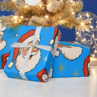 Classic Retro Winking Santa Christmas Presentpapper