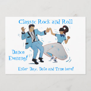 Classic Rock and roll Jive Dancing Blue Kostym Inbjudningar