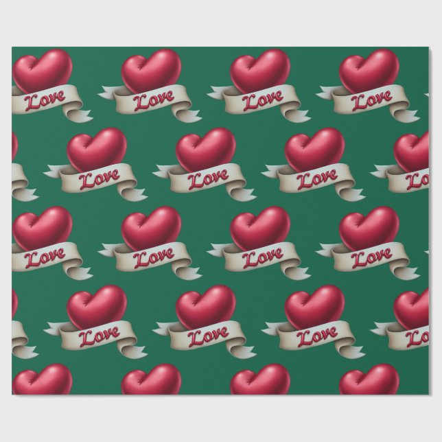 "Classic Romance" Emerald Gift Wrap Presentpapper (Platt)