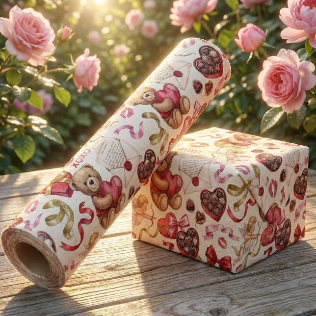 Classic Romance: Vintage Teddy Bear Presentpapper (Skapare uppladdad)