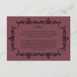 Classic Romantic Rosewood Ornately Framed Wedding Tilläggskort
