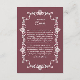 Classic Romantic Rosewood Ornately Framed Wedding Tilläggskort
