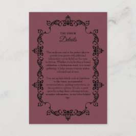 Classic Romantic Rosewood Ornately Framed Wedding Tilläggskort