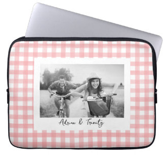Classic Rosa and White Gingham Play Anpassningsbar Laptop Fodral