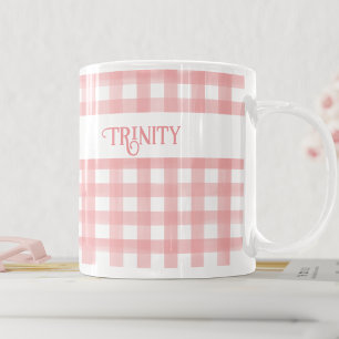 Classic Rosa and White Gingham Play Personlig Kaffemugg