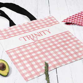 Classic Rosa and White Gingham Play Personlig Tygkasse