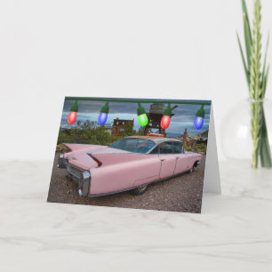CLASSIC ROSA CADDY CLASSIC CAR CHRISTMAS-KORT HELGKORT