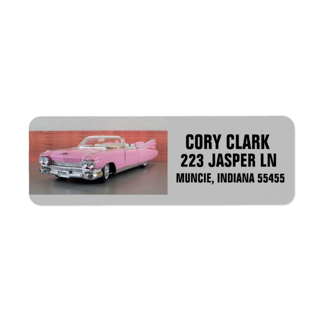 CLASSIC ROSA CAR MED FINA-RETURETIKETTER RETURADRESS ETIKETT (Framsidan)