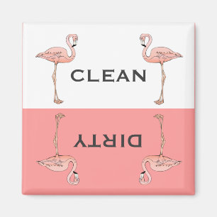 Classic Rosa Flamingo Clean Dirty Dishwasher Magnet