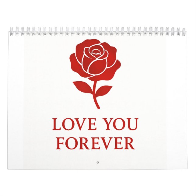 Classic Rose Forever Love Minimal Romantic Kalender (Omslag)