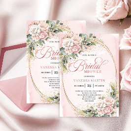 Classic Rose Gold Eucalyptus Bridal Shower Invite Inbjudningar