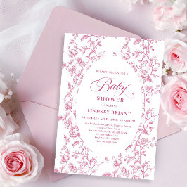 Classic Rose Pattern Floral Baby Shower Invitation Inbjudningar