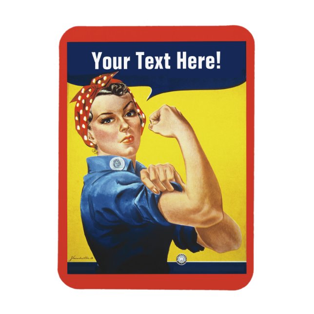 Classic Rosie the Riveter med ord Magnet (Vertikal)