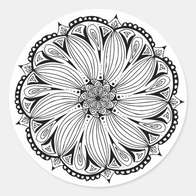 Classic Round Mandala Sticker Runt Klistermärke (Framsida)