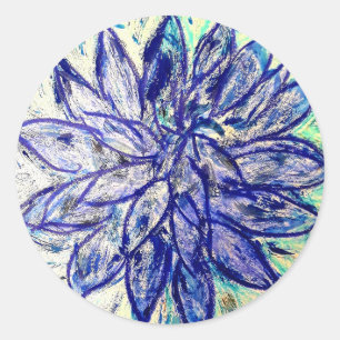 Classic Round Sticker-Sällsyntet Blue Dahlia Runt Klistermärke