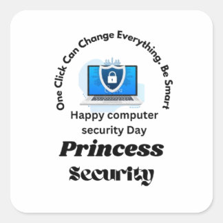 Classic Round Stickers GIFT COMPUTER Security DAY Fyrkantigt Klistermärke