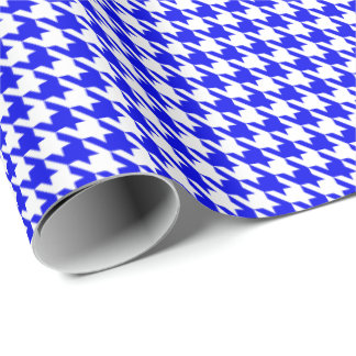 Classic Royal Blue and White Houndstooth Pattern Presentpapper