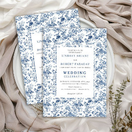 Classic Royal Blue Toile Wedding Invitation Style Inbjudningar