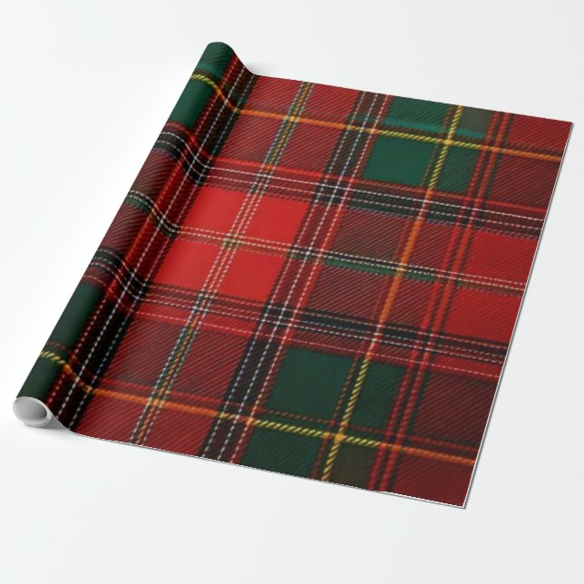 Classic Royal Red & Green Tartan Plaid Holiday Presentpapper (Utrullad)