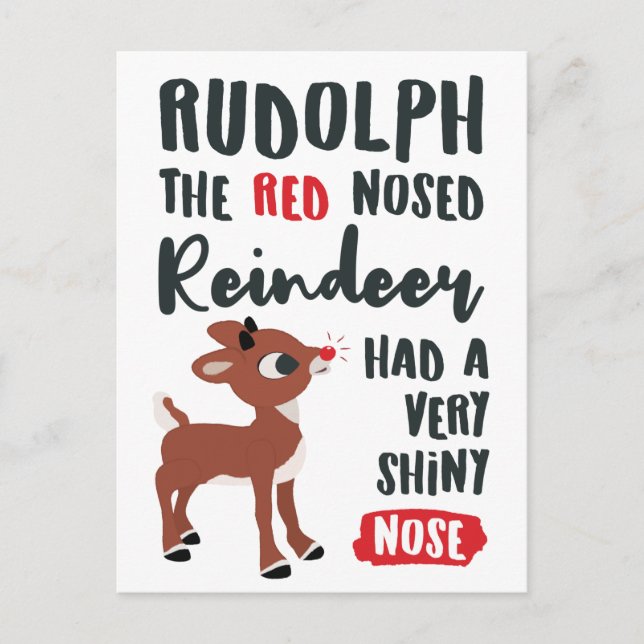 Classic Rudolph Reindeer Vykort (Framsida)