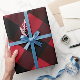 Classic Rustic Red Black Crimson Plaid Pattern Presentpapper