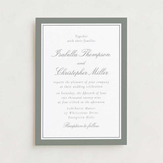 Classic Sage Border Formal Wedding Invitation Inbjudningar (Skapare uppladdad)