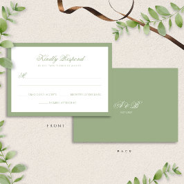 Classic Sage Green Border Monogram Script Wedding OSA Kort