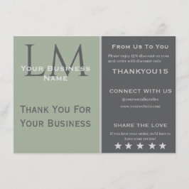 Classic Sage Green Business Branding Thank You Tilläggskort