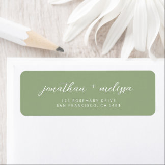 Classic Sage Green Calligraphy Wedding Address Returadress Etikett