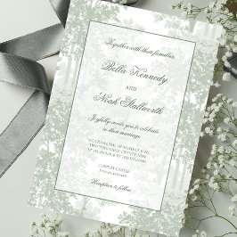Classic Sage Green Landscape Toile Wedding Inbjudningar